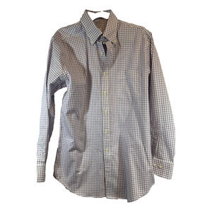 Peter Millar Dress Shirt Nanoluxe Easy Care Purple Check Long Sleeve Size M C9